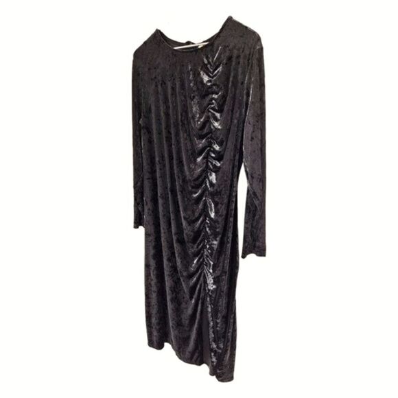 NEW FUTURE COLLECTIVE Plus Size Black Velvet Ruched Open Back A-Line Evening Dre - Picture 3 of 15